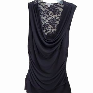 Woman's Black blouse with see through floral back